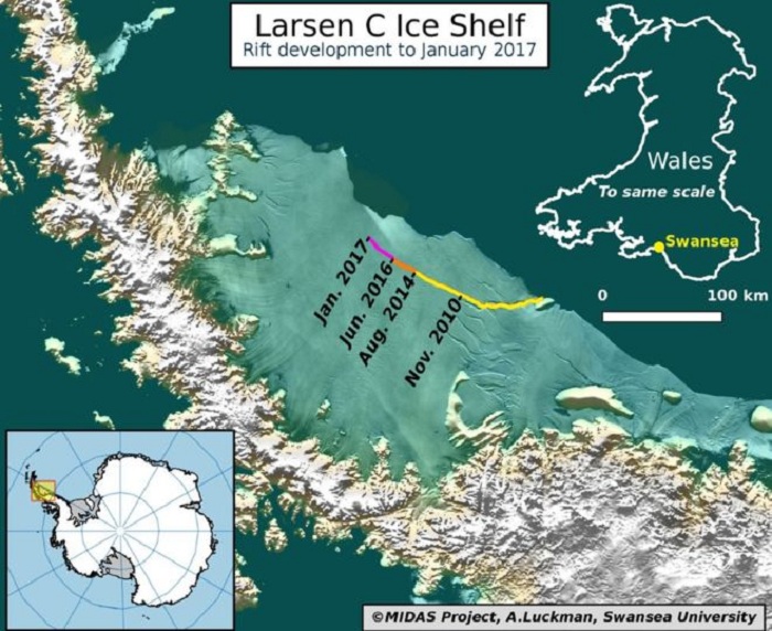 Huge Antarctic iceberg poised to break away